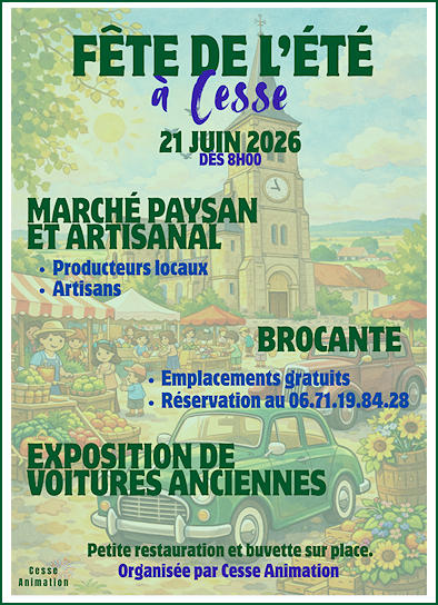 Fête de l'été à Cesse le 21 juin 2026